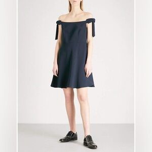 NWT Claudie Pierlot Rio Off The Shoulder Crepe Mini Dress in Navy size Small